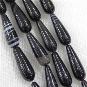 black stripe Agate teardrop beads, approx 10x30mm