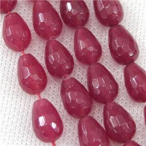 red Agate Beads, faceted teardrop, approx 10-14mm