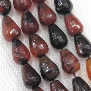 fancy agate beads, faceted teardrop, approx 10-14mm