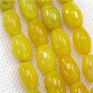 yellow Agate beads, faceted barrel, approx 8-12mm