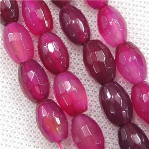 hotpink Agate beads, faceted barrel, approx 8-12mm
