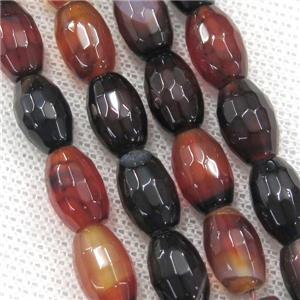 fancy Agate beads, faceted barrel, approx 8-12mm