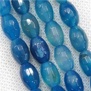 blue Agate beads, faceted barrel, approx 8-12mm