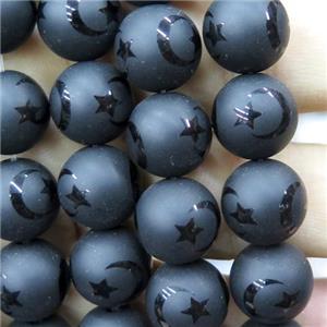 round black Onyx Agate Beads, matte, approx 10mm dia
