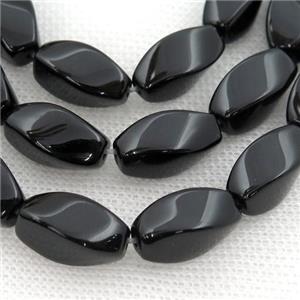 black onyx agate twist beads, approx 8x16mm