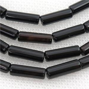 black onyx agate tube beads, approx 4x13mm