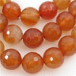 red Carnelian Agate beads, faceted round, approx 6mm dia