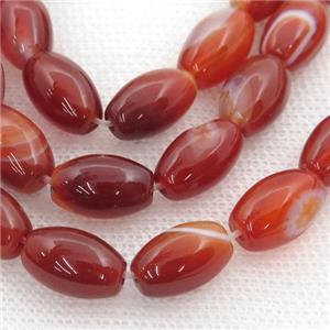 red Carnelian Agate rice beads, approx 6x9mm