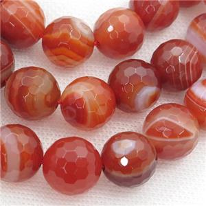 natural red Carnelian Agate beads, sardonyx, faceted round, approx 12mm dia