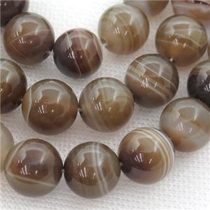 coffee stripe Agate beads, round, approx 12mm dia