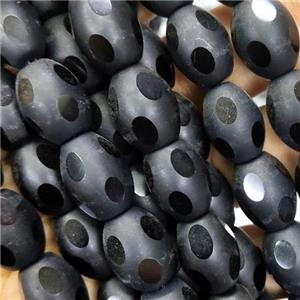 black onyx Agate beads, faceted barrel, approx 12x16mm