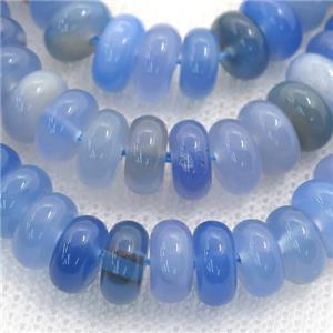 natural Agate rondelle beads, blue treated, approx 5x8mm