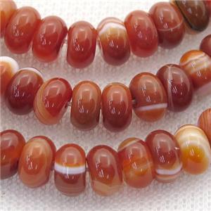 red striped agate rondelle beads, approx 5x8mm