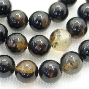 smoky Heihua Agate Beads, round, approx 2mm dia
