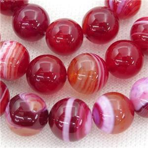red striped Agate beads, round, approx 14mm dia