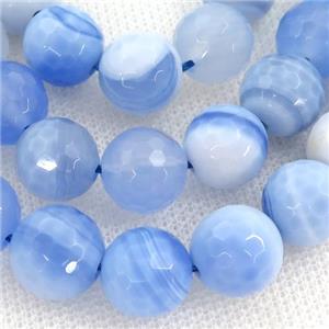 blue striped Agate beads, faceted round, approx 6mm dia
