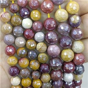faceted round Mookaite Beads, electroplated, approx 10mm dia