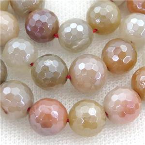 round Chalcedony Beads, multicolor, electroplated, approx 12mm dia