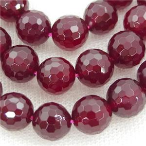 Natural Agate Beads Red Dye Faceted Round, approx 10mm dia
