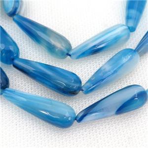 blue Agate beads, faceted teardrop, approx 10x30mm