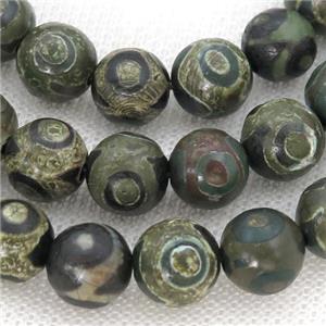 round Tibetan Agate Beads, green eye, approx 10mm dia