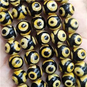 round Tibetan Agate Beads, yellow eye, approx 8mm dia