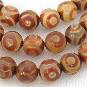 round Tibetan Agate Beads, orange eye, approx 8mm dia