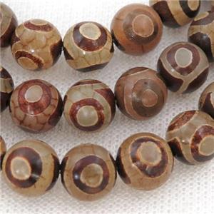 round Tibetan Agate Beads, eye, approx 10mm dia