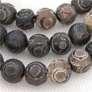 round Tibetan Agate Beads, eye, rough, approx 8mm dia