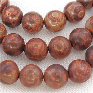 round Tibetan Agate Beads, red eye, approx 8mm dia
