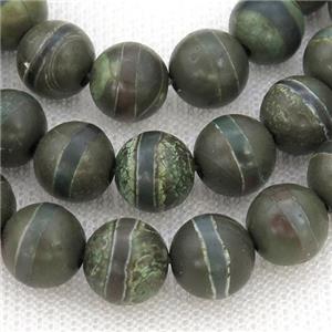 round Tibetan Agate Beads, green line, approx 10mm dia