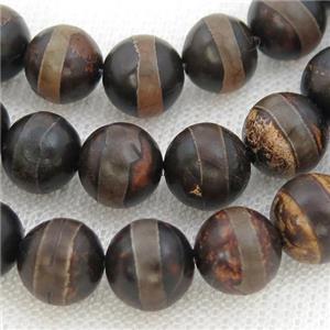 round Tibetan Agate Beads, approx 8mm dia