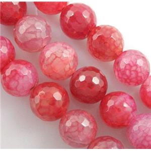 red veins Agate Stone Beads, faceted round, 12mm dia, approx 33pcs per st