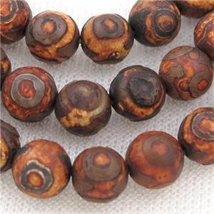 Tibetan Style Agate Beads, round, eye, approx 8mm dia