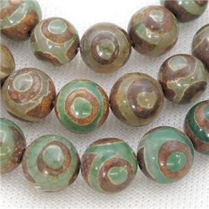 green Tibetan Agate beads, eye, approx 12mm dia