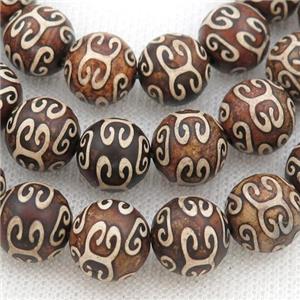 Tibetan Agate beads, round, approx 12mm dia
