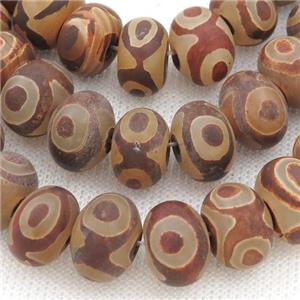 matte Tibetan Agate Beads, rondelle, eye, approx 10x14mm