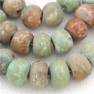 green Agate rondelle Beads, approx 10x14mm