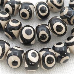 black white Tibetan Agate Beads, rondelle, eye, approx 10x14mm