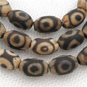 Tibetan Agate rice beads, eye, approx 8-12mm, 30pcs per st