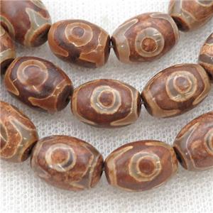 Tibetan Agate barrel beads, eye, approx 10-14mm, 24pcs per st