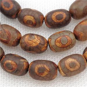 Tibetan Agate barrel beads, eye, approx 10-14mm, 24pcs per st