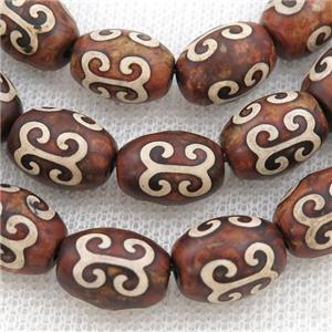 Tibetan Agate barrel beads, approx 10-14mm, 24pcs per st