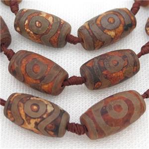 matte Tibetan Agate barrel beads, eye, approx 14-23mm
