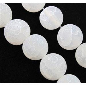 round white frosted Crackle Agate beads, 12mm dia, approx 33pcs per st