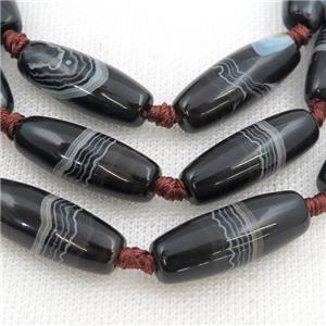 black Striped Agate rice beads, approx 11-30mm