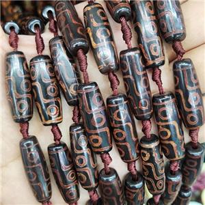 Tibetan Agate rice beads, evil eye, approx 11-30mm