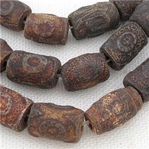 rough Tibetan Agate tube beads, eye, approx 12-20mm