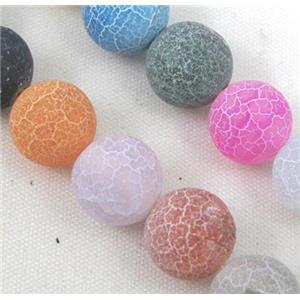 round frosted Crackle Agate beads, mix color, 12mm dia, approx 33pcs per st