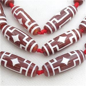 red Tibetan Agate rice beads, approx 14-40mm